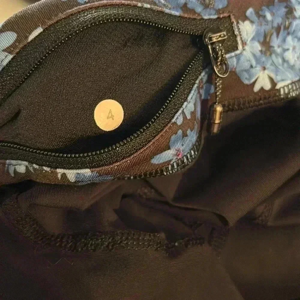 (#13)NWOTLululemonWomen'sSize4Run Inspire Crop II Black Petal Pop Multi Leggings - Picture 5 of 6